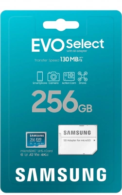 Карта памяти SAMSUNG EVO Select Micro SD, Adapter, 256, 512. США