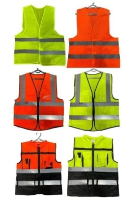 Signal beruvchi jilet, to'q sariq va salat rangli, himoya shlyapa