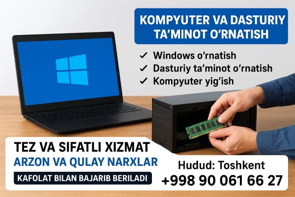 Kompyuter va Dasturiy Ta’minot Xizmatlari — Tez, Sifatli va Kafolat bi